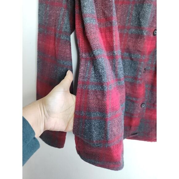 Orvis Red & Grey Plaid Flannel Cotton Blend Shacket(Jacket/Shirt) size Large - Picture 9 of 11